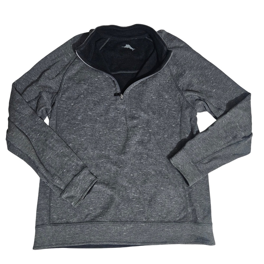 Tommy Bahama Mens XL Gray Heathered Quarter Zip Pullover Sweatshirt TB221394R
